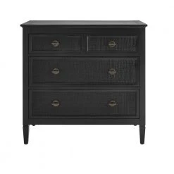 Home Decorators Collection Marsden Black 3-Drawer Cane Chest of Drawers (38 in W. X 36 in H.)