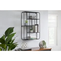 Home Decorators Collection Industrial Black Metal Wall Shelf (23 in. W x 33 in. H) -Flora Home Decorators Soldes black home decorators collection decorative shelving 99tg122pa e1 1000