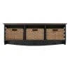 Home Decorators Collection 9.7 in. H x 40 in. W x 9.5 in. D Black and Walnut Wood Floating Decorative Cubby Wall Shelf with Hooks and Baskets -Flora Home Decorators Soldes black home decorators collection decorative shelving sk19434br1 b 64 1000