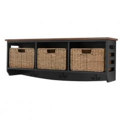 Home Decorators Collection 9.7 in. H x 40 in. W x 9.5 in. D Black and Walnut Wood Floating Decorative Cubby Wall Shelf with Hooks and Baskets 8 Home Decorators Collection 9.7 in. H x 40 in. W x 9.5 in. D Black and Walnut Wood Floating Decorative Cubby Wall Shelf with Hooks and Baskets -Flora Home Decorators Soldes black home decorators collection decorative shelving sk19434br1 b e1 1000