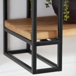 Home Decorators Collection 24 in. H x 24 in. W x 8 in. D Wood and Black Metal Wall-Mount Bookshelf -Flora Home Decorators Soldes black home decorators collection decorative shelving yx9z1008 bs 1d 1000