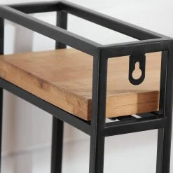 Home Decorators Collection 24 in. H x 24 in. W x 8 in. D Wood and Black Metal Wall-Mount Bookshelf -Flora Home Decorators Soldes black home decorators collection decorative shelving yx9z1008 bs a0 1000