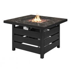 Home Decorators Collection Summerfield Black 39.5 in. x 25 in. Square Steel Black Marble-Look Tile Top LP Gas Fire Pit -Flora Home Decorators Soldes black home decorators collection gas fire pits 2364fp 2 40 1000