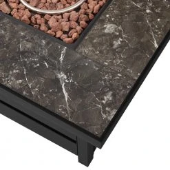 Home Decorators Collection Summerfield Black 39.5 in. x 25 in. Square Steel Black Marble-Look Tile Top LP Gas Fire Pit -Flora Home Decorators Soldes black home decorators collection gas fire pits 2364fp 2 4f 1000