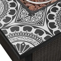 Home Decorators Collection Tucson 30 in. Square x 25.5 in. Steel Marivaux Tile Top LP Gas Fire Pit -Flora Home Decorators Soldes black home decorators collection gas fire pits 2479fp 1 1f 1000