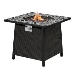 Home Decorators Collection Tucson 30 in. Square x 25.5 in. Steel Marivaux Tile Top LP Gas Fire Pit -Flora Home Decorators Soldes black home decorators collection gas fire pits 2479fp 1 40 1000