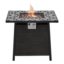 Home Decorators Collection Tucson 30 in. Square x 25.5 in. Steel Marivaux Tile Top LP Gas Fire Pit -Flora Home Decorators Soldes black home decorators collection gas fire pits 2479fp 1 4f 1000