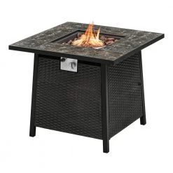 Home Decorators Collection Tucson 30 in. Square x 25.5 in. Steel Black Marble Tile Top LP Gas Fire Pit -Flora Home Decorators Soldes black home decorators collection gas fire pits 2479fp 2 76 1000