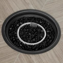 Home Decorators Collection Kendrick 35.04 in. x 25.20 in. Steel Round Propane Gas Firepit -Flora Home Decorators Soldes black home decorators collection gas fire pits fhts80284 4f 1000