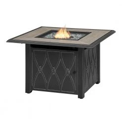 Home Decorators Collection Kendrick 39.96 in. x 39.96 in. Square Steel Propane Gas Black Fire Pit -Flora Home Decorators Soldes black home decorators collection gas fire pits fhts80285 40 1000