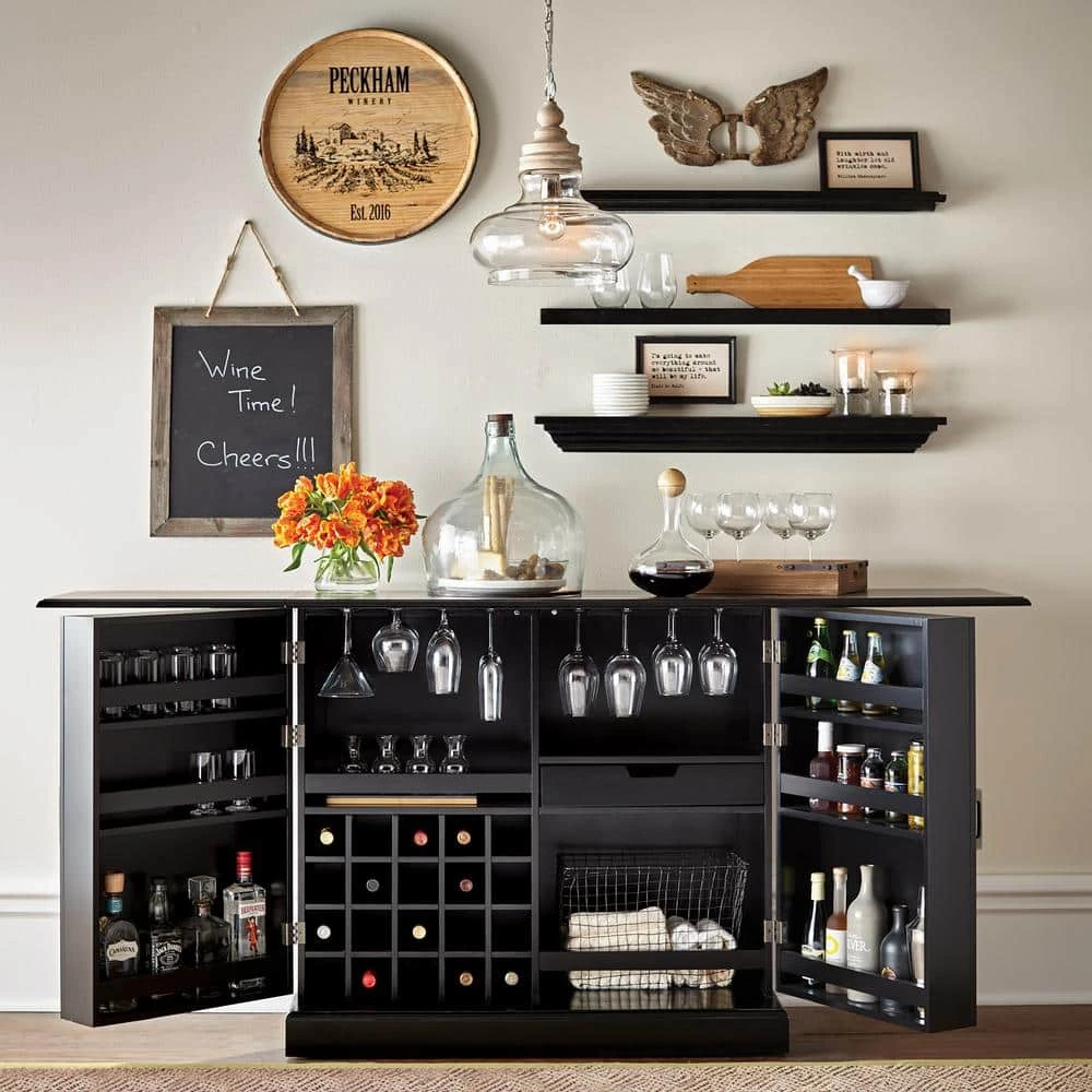 Home Decorators Collection Jamison Black Bar with Expandable Storage 16 Home Decorators Collection Jamison Black Bar with Expandable Storage - Image 14