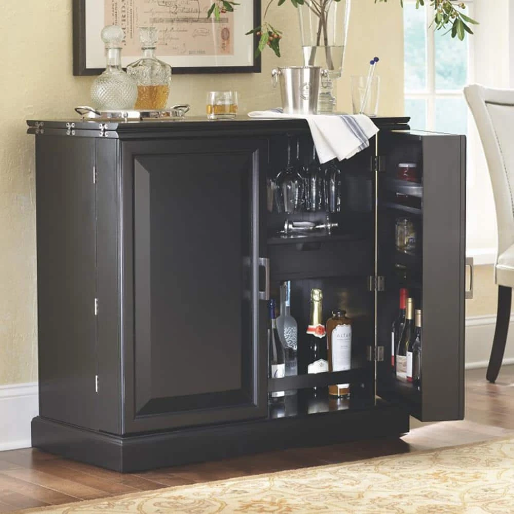 Home Decorators Collection Jamison Black Bar with Expandable Storage 6 Home Decorators Collection Jamison Black Bar with Expandable Storage - Image 4