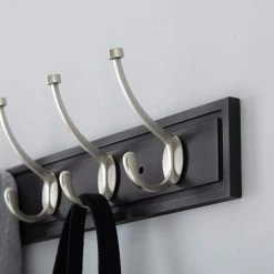 Home Decorators Collection 27 in. Black Rack with 5 Satin Nickel Hooks -Flora Home Decorators Soldes black home decorators collection hooks 63091 1d 1000