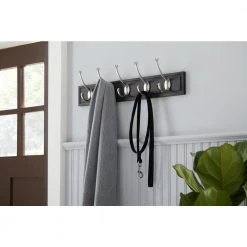 Home Decorators Collection 27 in. Black Rack with 5 Satin Nickel Hooks -Flora Home Decorators Soldes black home decorators collection hooks 63091 31 1000