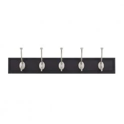 Home Decorators Collection 27 in. Black Rack with 5 Satin Nickel Hooks
