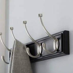 Home Decorators Collection 18 in. Black Snap Install Hook Rack with 4 Satin Nickel Pill Top Hooks -Flora Home Decorators Soldes black home decorators collection hooks 63095 1d 1000
