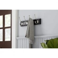 Home Decorators Collection 18 in. Black Snap Install Hook Rack with 4 Satin Nickel Pill Top Hooks -Flora Home Decorators Soldes black home decorators collection hooks 63095 31 1000