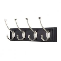 Home Decorators Collection 18 in. Black Snap Install Hook Rack with 4 Satin Nickel Pill Top Hooks -Flora Home Decorators Soldes black home decorators collection hooks 63095 e1 1000