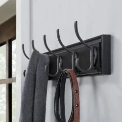 Home Decorators Collection Snap Install 27 in. Black Hook Rack with 5 Matte Black Hooks -Flora Home Decorators Soldes black home decorators collection hooks 64141 4f 1000