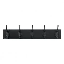 Home Decorators Collection Snap Install 27 in. Black Hook Rack with 5 Matte Black Hooks