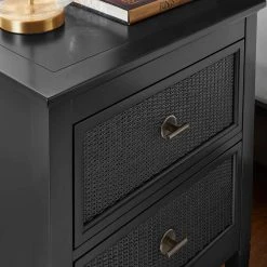 Home Decorators Collection Marsden Black 2-Drawer Cane Nightstand -Flora Home Decorators Soldes black home decorators collection nightstands 13966 02 1d 1000