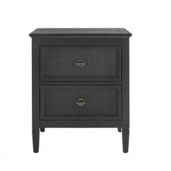 Home Decorators Collection Marsden Black 2-Drawer Cane Nightstand
