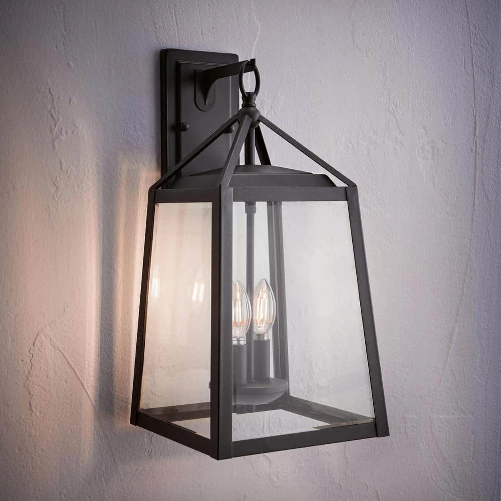 Home Decorators Collection Blakeley Transitional 2-Light Black Outdoor Wall Lantern with Beveled Glass 8 Home Decorators Collection Blakeley Transitional 2-Light Black Outdoor Wall Lantern with Beveled Glass - Image 6