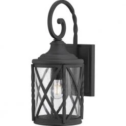 Home Decorators Collection Walcott Manor 8 in. One-Light Gilded Iron Industrial Outdoor Wall Lantern Sconce with Clear Seeded Glass -Flora Home Decorators Soldes black home decorators collection outdoor sconces 7954hdcbldi 1f 1000