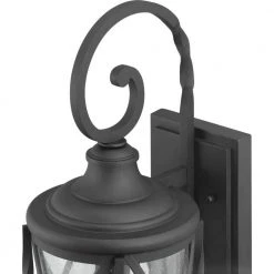Home Decorators Collection Walcott Manor 8 in. One-Light Gilded Iron Industrial Outdoor Wall Lantern Sconce with Clear Seeded Glass -Flora Home Decorators Soldes black home decorators collection outdoor sconces 7954hdcbldi 76 1000