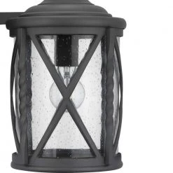 Home Decorators Collection Walcott Manor 8 in. One-Light Gilded Iron Industrial Outdoor Wall Lantern Sconce with Clear Seeded Glass -Flora Home Decorators Soldes black home decorators collection outdoor sconces 7954hdcbldi fa 1000