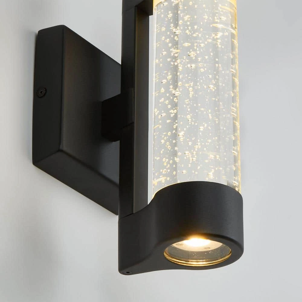 Home Decorators Collection Ansel Black Integrated LED Indoor/Outdoor Modern Garage Light Wall Lantern Sconce Light Fixture with Bubble Glass 9 Home Decorators Collection Ansel Black Integrated LED Indoor/Outdoor Modern Garage Light Wall Lantern Sconce Light Fixture with Bubble Glass - Image 7