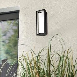 Home Decorators Collection Hubspace Modern 1-Light Black LED Outdoor Wall Lantern Sconce with Color Changing Light Output from 3000K-6000K (1-Pack) -Flora Home Decorators Soldes black home decorators collection outdoor sconces g19226 a0 1000