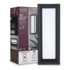 Home Decorators Collection Hubspace Modern 1-Light Black LED Outdoor Wall Lantern Sconce with Color Changing Light Output from 3000K-6000K (1-Pack) -Flora Home Decorators Soldes black home decorators collection outdoor sconces g19226 c3 1000