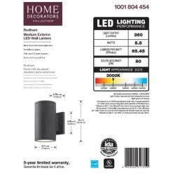 Home Decorators Collection Rodham Black LED Outdoor Wall Lantern Sconce -Flora Home Decorators Soldes black home decorators collection outdoor sconces izc1691l 2 44 1000