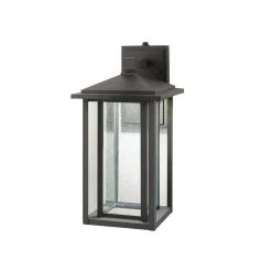 Home Decorators Collection Mauvo Canyon Collection Black Outdoor Seeded Glass Dusk to Dawn Wall Lantern Sconce