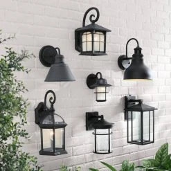Home Decorators Collection Mauvo Canyon Collection Black Outdoor Seeded Glass Dusk to Dawn Wall Lantern Sconce -Flora Home Decorators Soldes black home decorators collection outdoor sconces kb 06005 del 77 1000