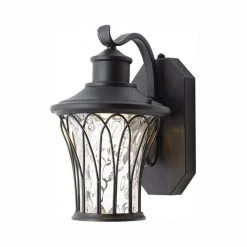 Home Decorators Collection Avia Falls Black Outdoor LED Dusk to Dawn Wall Lantern Sconce