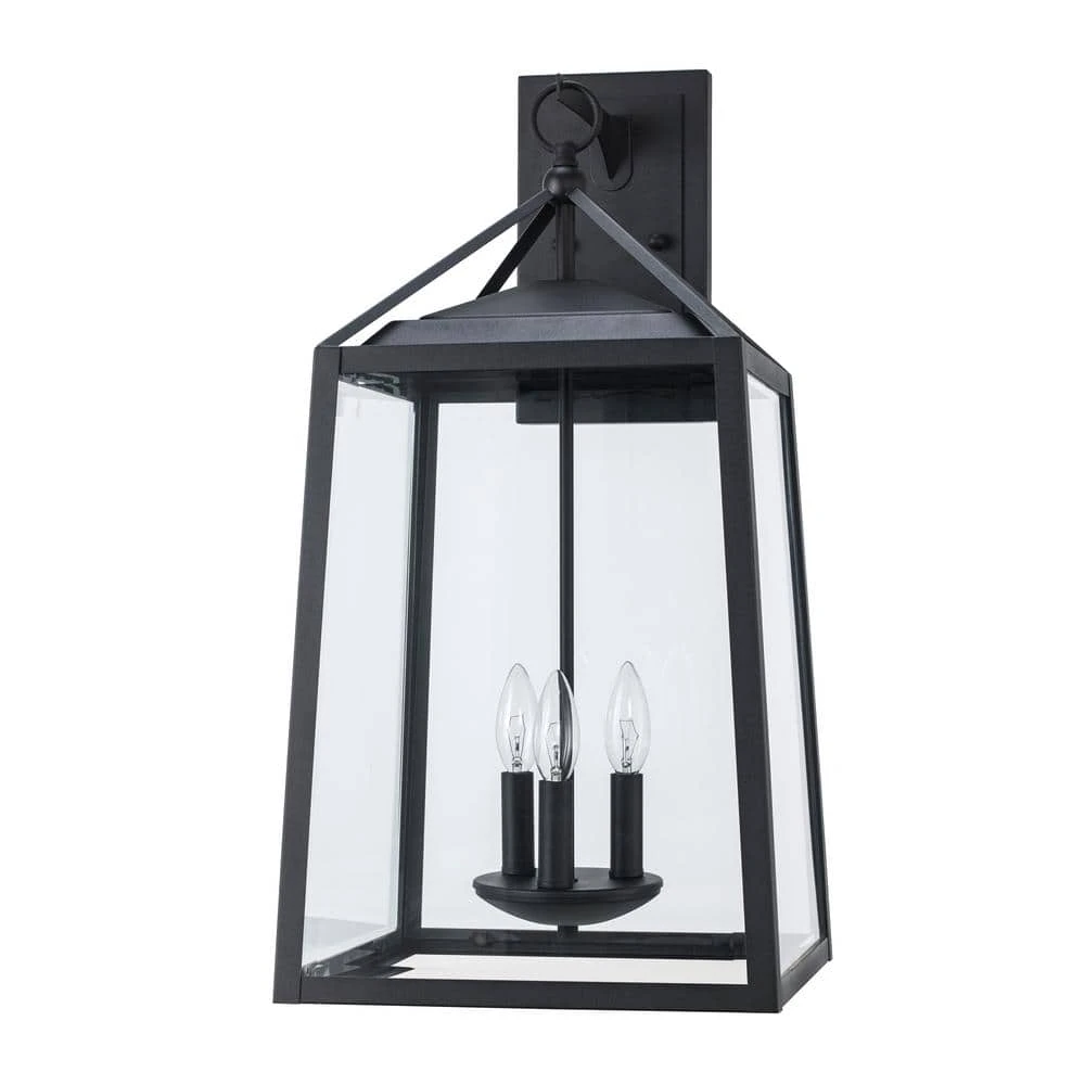 Home Decorators Collection Blakeley Transitional 3-Light Black Hardwired Extra Large Outdoor Wall Lantern Sconce with Beveled Glass 12 Home Decorators Collection Blakeley Transitional 3-Light Black Hardwired Extra Large Outdoor Wall Lantern Sconce with Beveled Glass - Image 10