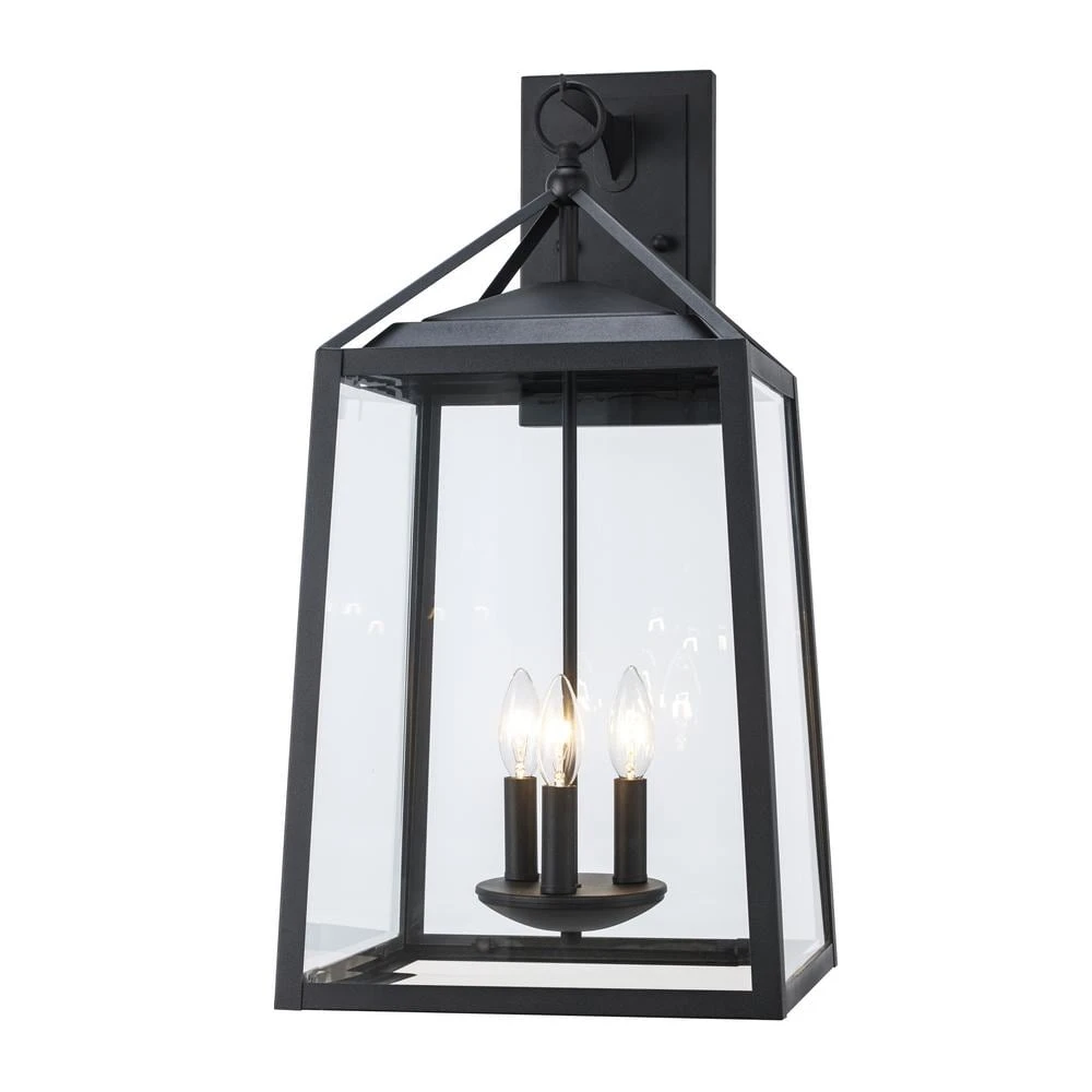 Home Decorators Collection Blakeley Transitional 3-Light Black Hardwired Extra Large Outdoor Wall Lantern Sconce with Beveled Glass 11 Home Decorators Collection Blakeley Transitional 3-Light Black Hardwired Extra Large Outdoor Wall Lantern Sconce with Beveled Glass - Image 9