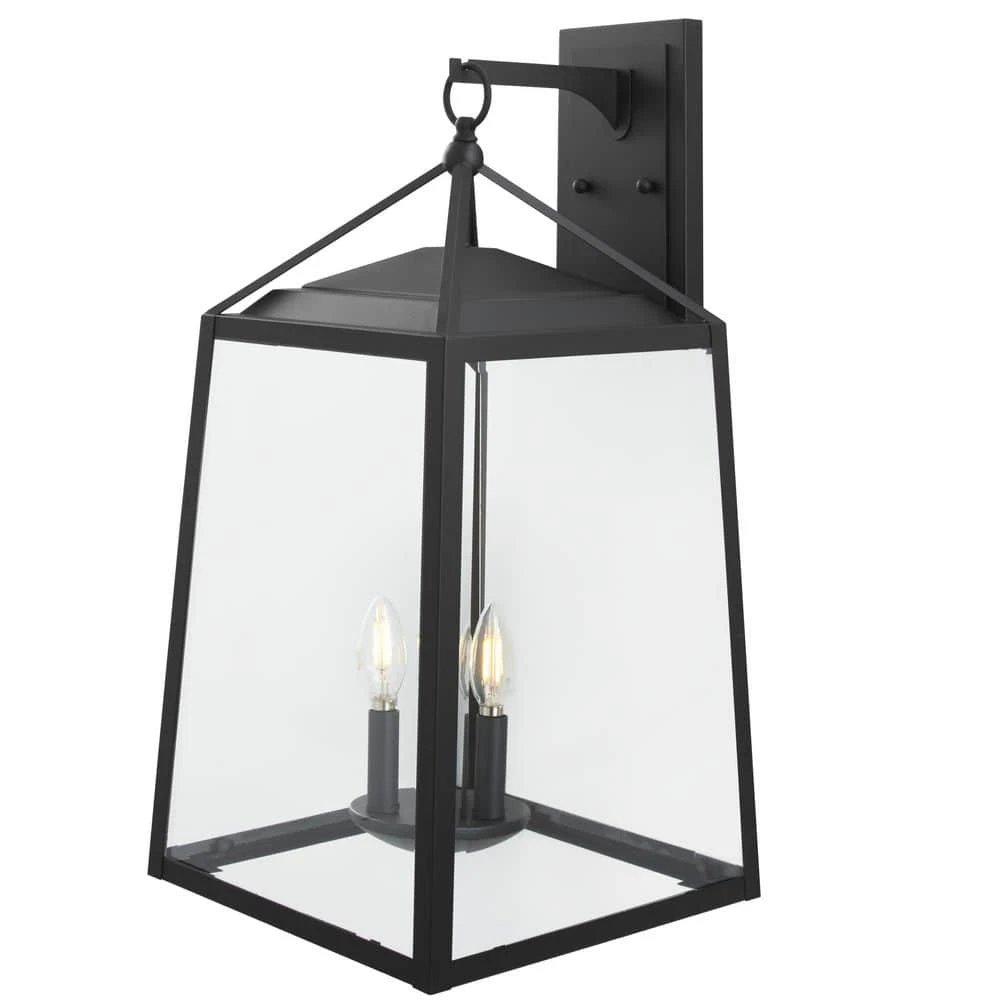 Home Decorators Collection Blakeley Transitional 3-Light Black Hardwired Extra Large Outdoor Wall Lantern Sconce with Beveled Glass 3 Home Decorators Collection Blakeley Transitional 3-Light Black Hardwired Extra Large Outdoor Wall Lantern Sconce with Beveled Glass