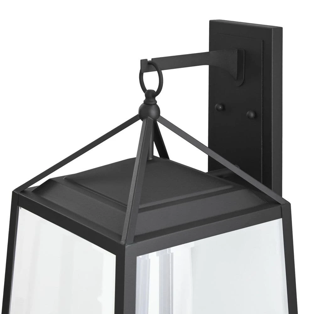 Home Decorators Collection Blakeley Transitional 3-Light Black Hardwired Extra Large Outdoor Wall Lantern Sconce with Beveled Glass 8 Home Decorators Collection Blakeley Transitional 3-Light Black Hardwired Extra Large Outdoor Wall Lantern Sconce with Beveled Glass - Image 6