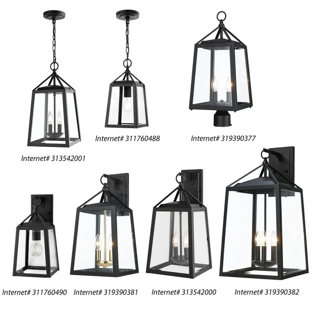 Home Decorators Collection Blakeley Transitional 3-Light Black Hardwired Extra Large Outdoor Wall Lantern Sconce with Beveled Glass 6 Home Decorators Collection Blakeley Transitional 3-Light Black Hardwired Extra Large Outdoor Wall Lantern Sconce with Beveled Glass - Image 4