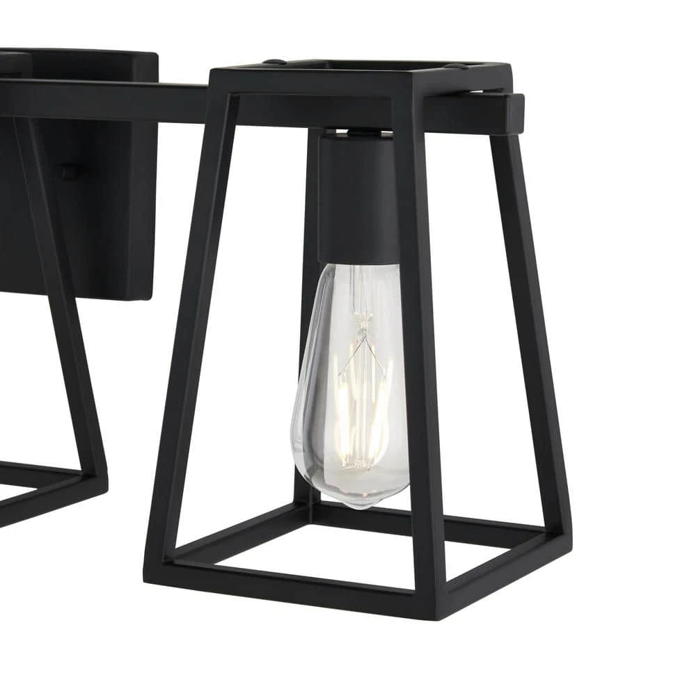 Home Decorators Collection Hazel Heights 24 in. 3-Light Black Rustic Farmhouse Bathroom Vanity Light 6 Home Decorators Collection Hazel Heights 24 in. 3-Light Black Rustic Farmhouse Bathroom Vanity Light - Image 4