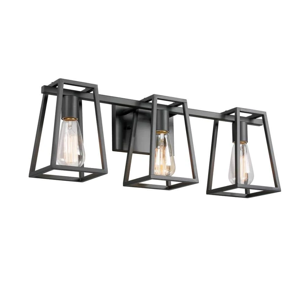 Home Decorators Collection Hazel Heights 24 in. 3-Light Black Rustic Farmhouse Bathroom Vanity Light 10 Home Decorators Collection Hazel Heights 24 in. 3-Light Black Rustic Farmhouse Bathroom Vanity Light - Image 8