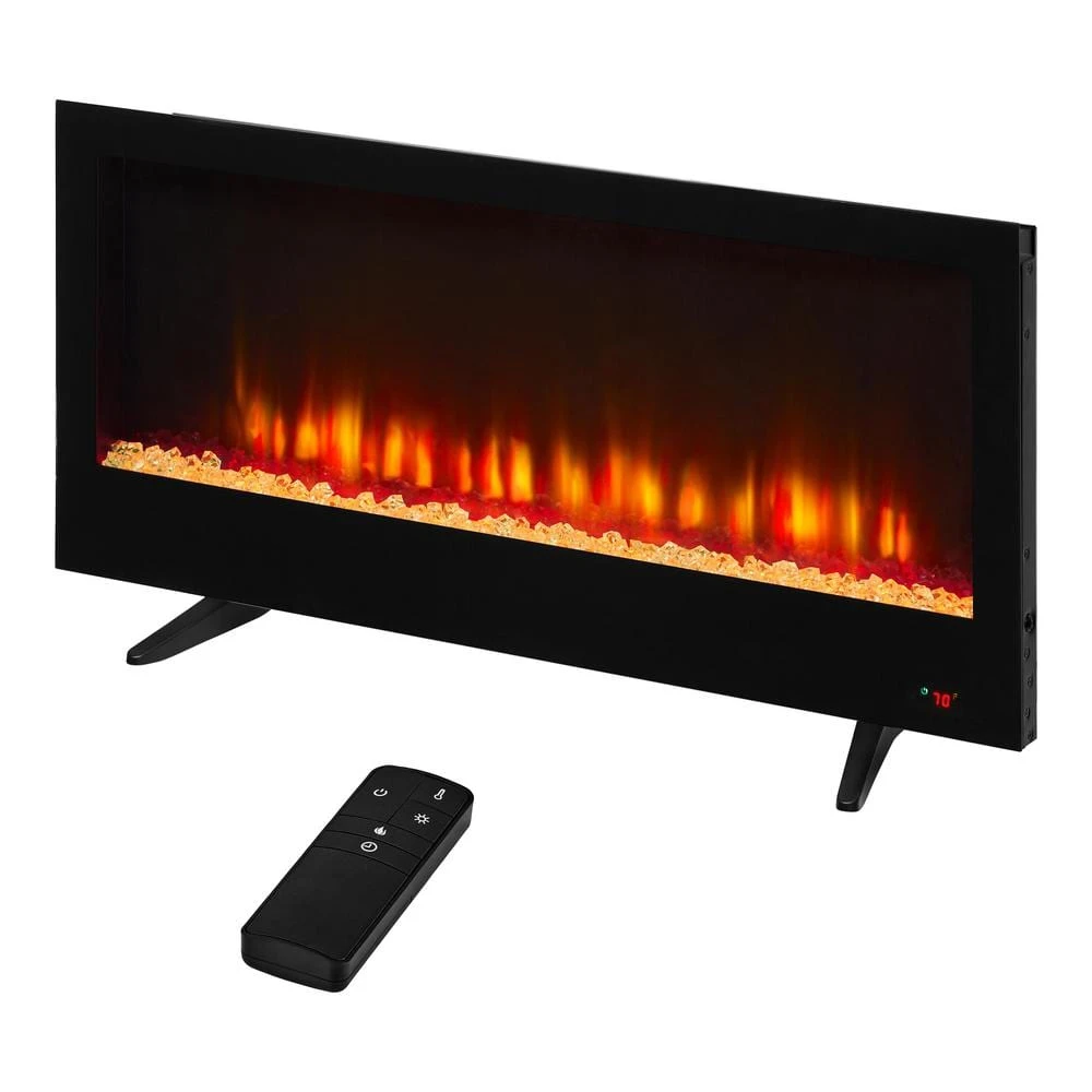 Home Decorators Collection 42 in. Wall Mount Electric Fireplace in Black 4 Home Decorators Collection 42 in. Wall Mount Electric Fireplace in Black - Image 2