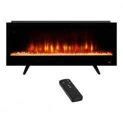 Home Decorators Collection 48 in. W View Wall Mount Electric Fireplace in Black -Flora Home Decorators Soldes black home decorators collection wall mounted electric fireplaces sp6975 44 1000