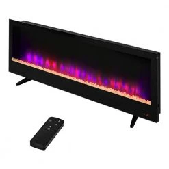 Home Decorators Collection 60 in. W View Wall Mount Electric Fireplace in Black -Flora Home Decorators Soldes black home decorators collection wall mounted electric fireplaces sp6976 1f 1000