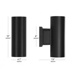Home Decorators Collection TURRILL Black Matte Outdoor Wall Cylinder Light Up Down -Flora Home Decorators Soldes black matte home decorators collection outdoor sconces 80706 4f 1000