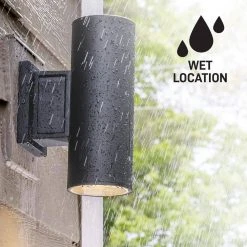 Home Decorators Collection TURRILL Black Matte Outdoor Wall Cylinder Light Up Down -Flora Home Decorators Soldes black matte home decorators collection outdoor sconces 80706 76 1000