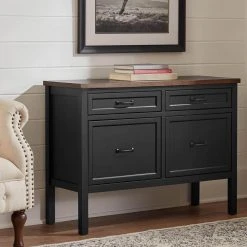 Home Decorators Collection Appleton 4 Drawer Black and Walnut Wood Lateral File Console (41.5 in. W x 30.5 in. H) -Flora Home Decorators Soldes black walnut home decorators collection file cabinets sk19346e2r2 b 40 1000